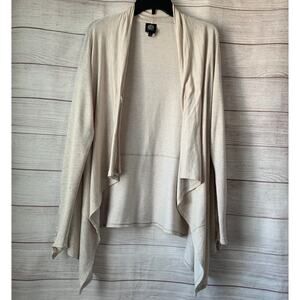 Bobeau Cream Cardigan Sweater Lace Detail Draped Front Long Sleeves Size Large